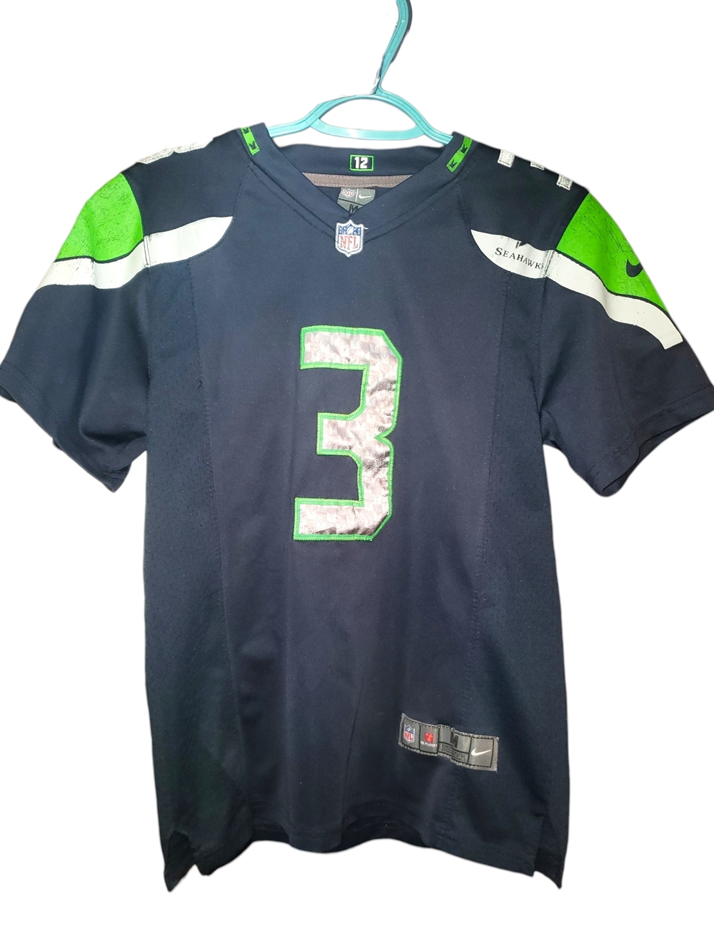 Yth Med Seattle Seahawks #3 Official Russel Wilson  Football Jersey (NFL)